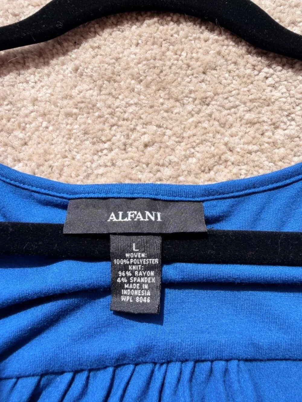 Alfani Women’s Silky Navy Blue Ruffle Tank Top – Size Large - Picture 6 of 6